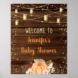 Pumpkin Patch Rustic String Lights Baby Welkom Poster
