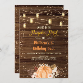 Pumpkin Patch Rustic String Lights Birthday Kaart