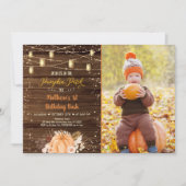 Pumpkin Patch Rustic String Lights Birthday Kaart (Voorkant)