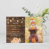 Pumpkin Patch Rustic String Lights Birthday Kaart (Staand voorkant)