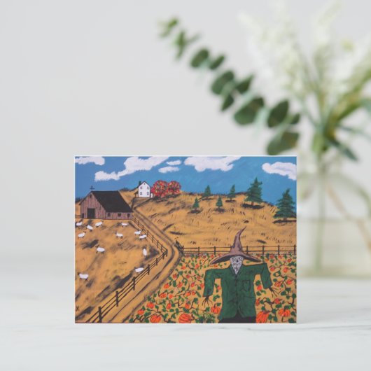 Pumpkin Patch Scarecrow Briefkaart (Staand voorkant)