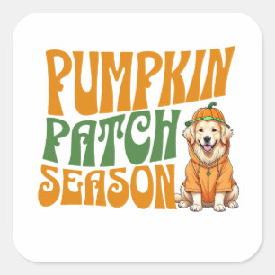 Pumpkin Patch Seizoen Golden Retriever Herfst Vierkante Sticker