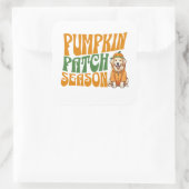 Pumpkin Patch Seizoen Golden Retriever Herfst Vierkante Sticker (Tas)