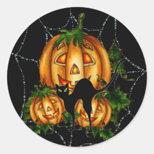 PUMPKIN PATCH & SPIDERWEB, DOOR SHARON SHARPE RONDE STICKER