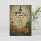 Pumpkin Patch Spooky Halloween Party Uitnodiging (Staand voorkant)