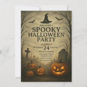 Pumpkin Patch Spooky Halloween Party Uitnodiging