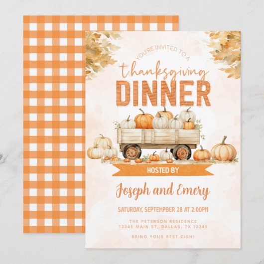 Pumpkin Patch Thanksgiving Diner Party Kaart (Voorkant / Achterkant)