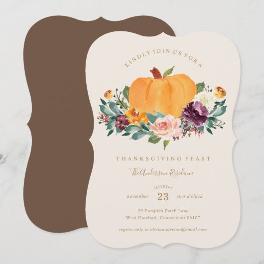 Pumpkin Patch Thanksgiving Dinner Invitation Kaart (Voorkant / Achterkant)