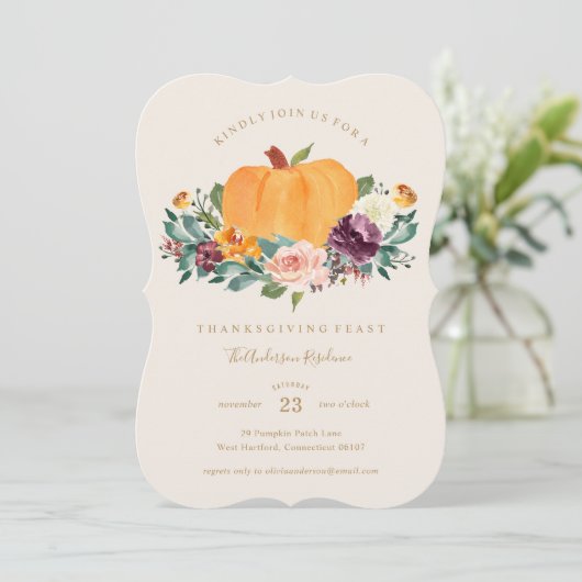 Pumpkin Patch Thanksgiving Dinner Invitation Kaart (Staand voorkant)