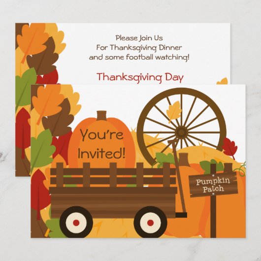 Pumpkin Patch Thanksgiving Dinner Invitations Kaart (Voorkant / Achterkant)