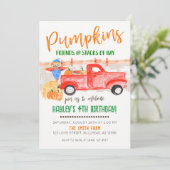 Pumpkin Patch  Truck Herfst Farmer Uitnodiging (Staand voorkant)