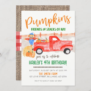 Pumpkin Patch  Truck Herfst Farmer Uitnodiging