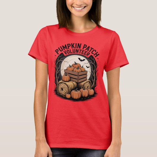 Pumpkin Patch Vrijwilliger Halloween T-shirt (Voorkant)