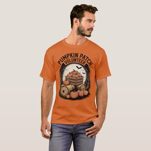 Pumpkin Patch Vrijwilliger Halloween T-shirt (Voorkant volledig)