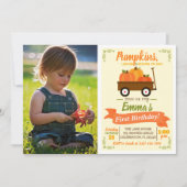 Pumpkin Patch Wagon Herfst Foto Birthday Uitnodigi Kaart (Voorkant)