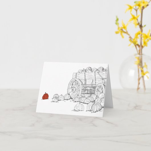 Pumpkin Patch Wagon Kaart (Gele Bloem)