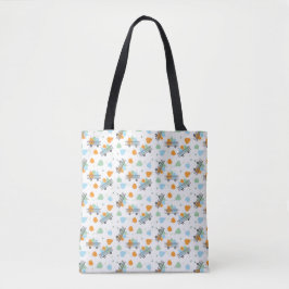 Pumpkin Patch Wagon Pattern Blue Oranje Tote Bag