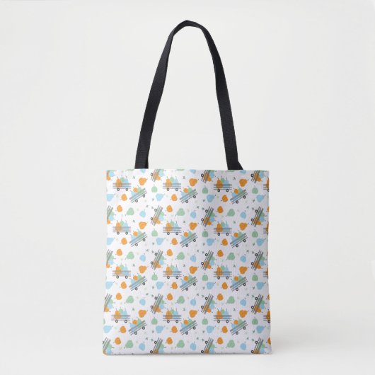 Pumpkin Patch Wagon Pattern Blue Oranje Tote Bag (Voorkant)
