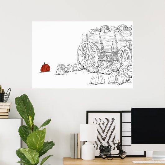 Pumpkin Patch Wagon Poster (Thuiskantoor)