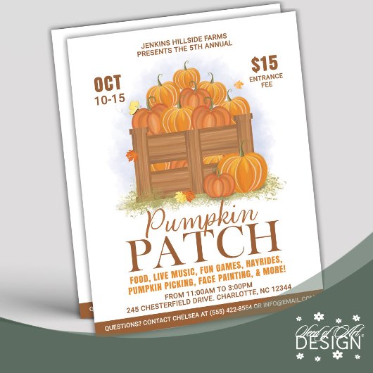 Pumpkin Patch Waterverf Pumpkins Herfst Event Flyer