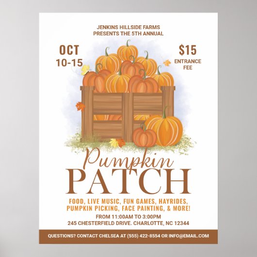 Pumpkin Patch Waterverf Pumpkins Herfst Event Poster (Voorkant)