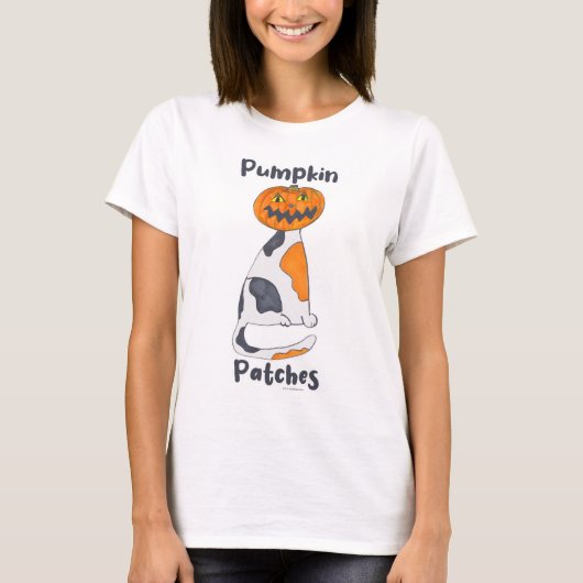 Pumpkin Patches Halloween Calico Cat Cartoon T-shirt (Voorkant)