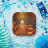 Pumpkin Path Beauful Autumn Scene Papieren Bordje (Feest)