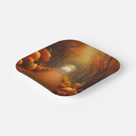 Pumpkin Path Beauful Autumn Scene Papieren Bordje (Gebogen)