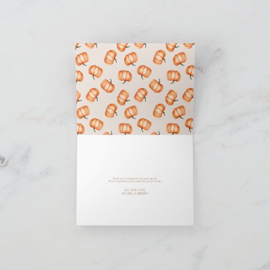 Pumpkin Pattern Herfst Baby shower | Bedankkaart (Binnen)