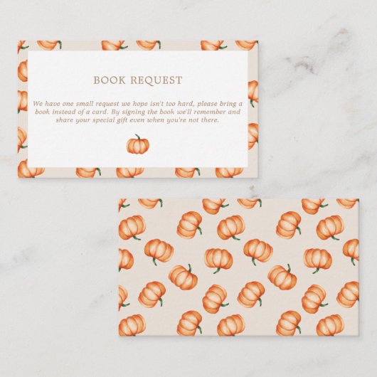 Pumpkin Pattern Herfst Baby shower | Boekaanvraag Informatiekaartje (Voorkant / Achterkant)