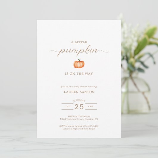 Pumpkin Pattern Herfst Baby shower | Kaart (Staand voorkant)