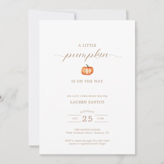 Pumpkin Pattern Herfst Baby shower | Uitnodiging (Voorkant)