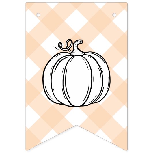 Pumpkin Peach Gingham Baby shower Bunting Flag Vlaggetjes (Tweede vlag)