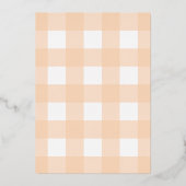 Pumpkin Peach Gingham Christening Folie uitnodigin Folie Uitnodiging (Achterkant)