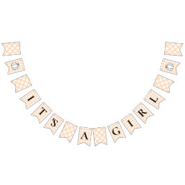 Pumpkin Peach Gingham Het is een meisje dat vlagge Vlaggetjes