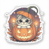 Pumpkin Peek Fold – Schattigee Schotse Vouw Hallow Sticker (Voorkant)