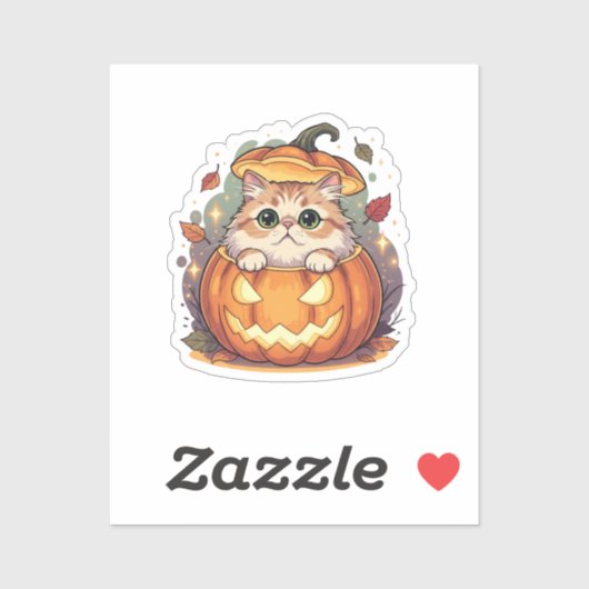 Pumpkin Peek Perzisch - donzige Perzische Hallowee Sticker (Vel)