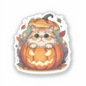 Pumpkin Peek Perzisch - donzige Perzische Hallowee Sticker (Voorkant)