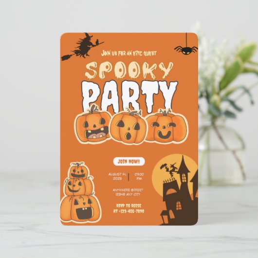 Pumpkin Perfection Halloween Party Uitnodiging (Staand voorkant)
