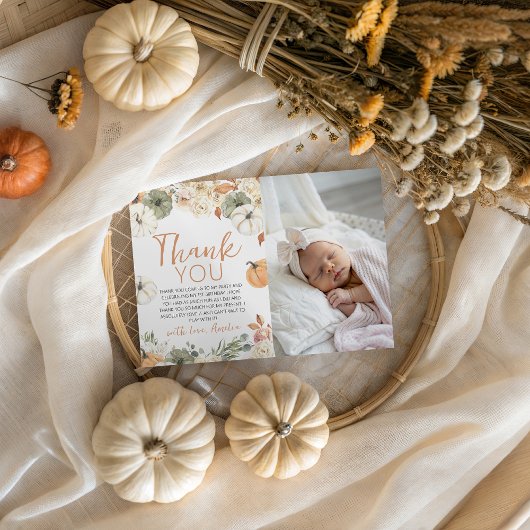 Pumpkin Photo Thank You Card Kaart