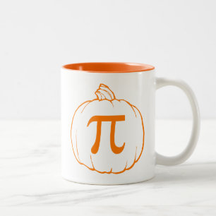 Pumpkin Pi (taart) wiskundige Humor Tweekleurige Koffiemok
