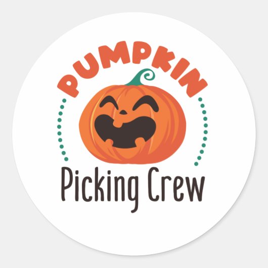 Pumpkin Pick Crew Halloween Patch Button Ronde Sticker (Voorkant)