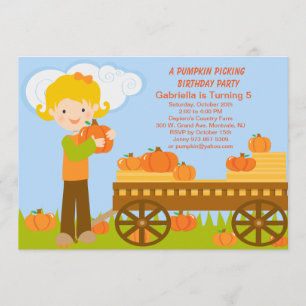 Pumpkin Picking Birthday Party Invitation Kaart