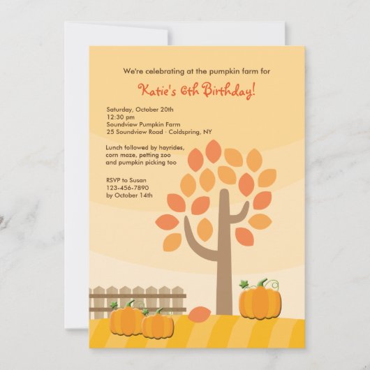 Pumpkin Picking Invitation Kaart (Voorkant)