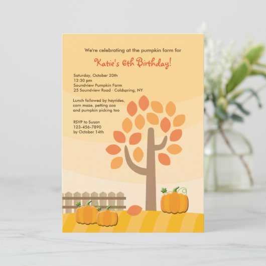 Pumpkin Picking Invitation Kaart (Staand voorkant)