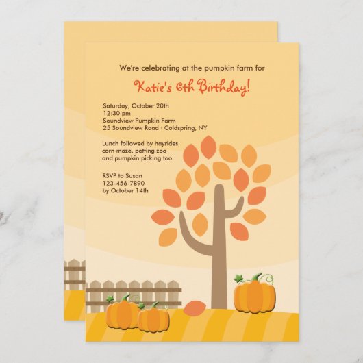Pumpkin Picking Invitation Kaart (Voorkant / Achterkant)