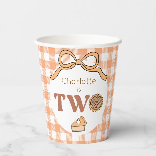 Pumpkin Pie 2nd Birthday Papieren Bekers (Achterkant)