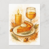 Pumpkin Pie & Apple Cider Thanksgiving Postcard Feestdagenkaart (Voorkant)
