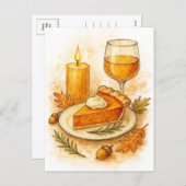 Pumpkin Pie & Apple Cider Thanksgiving Postcard Feestdagenkaart (Voorkant / Achterkant)