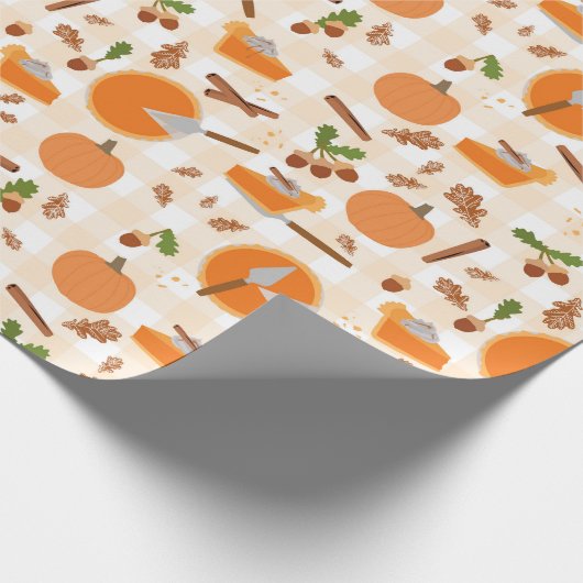 Pumpkin Pie Autumn Herfst Pattern Cadeaupapier (Hoek)